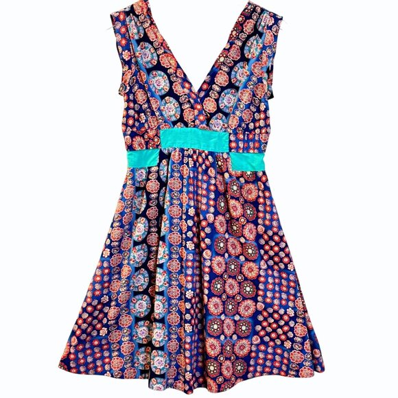 Marc‎ Jacobs Womens Patterned Dress Size 2 Sleeveless Plunging Neckline Bohemian - Picture 2 of 11